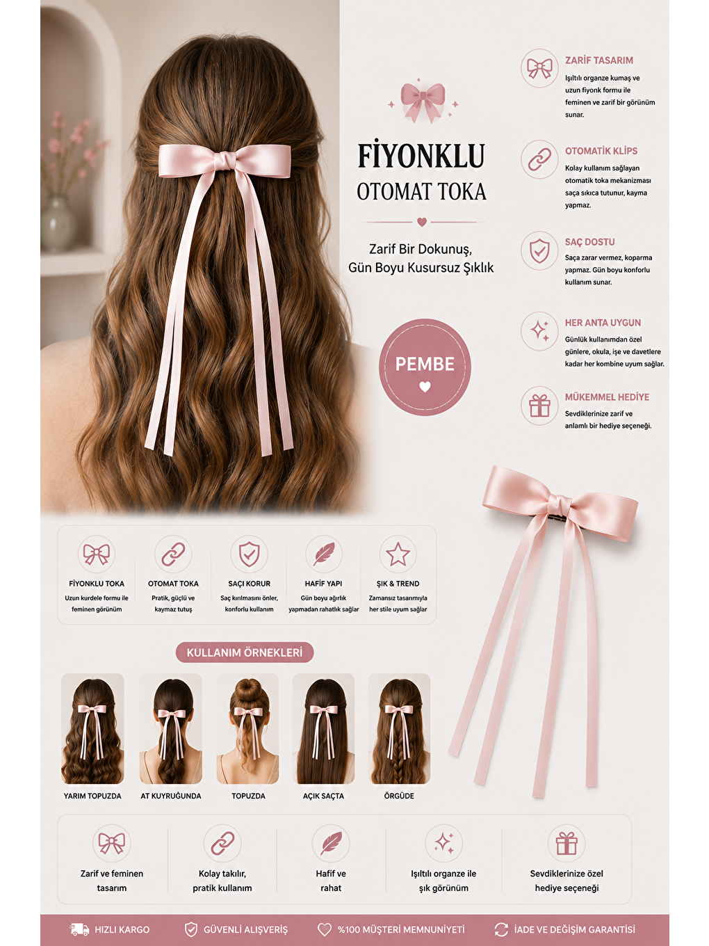 Fiyonklu Otomat Toka Pembe-2