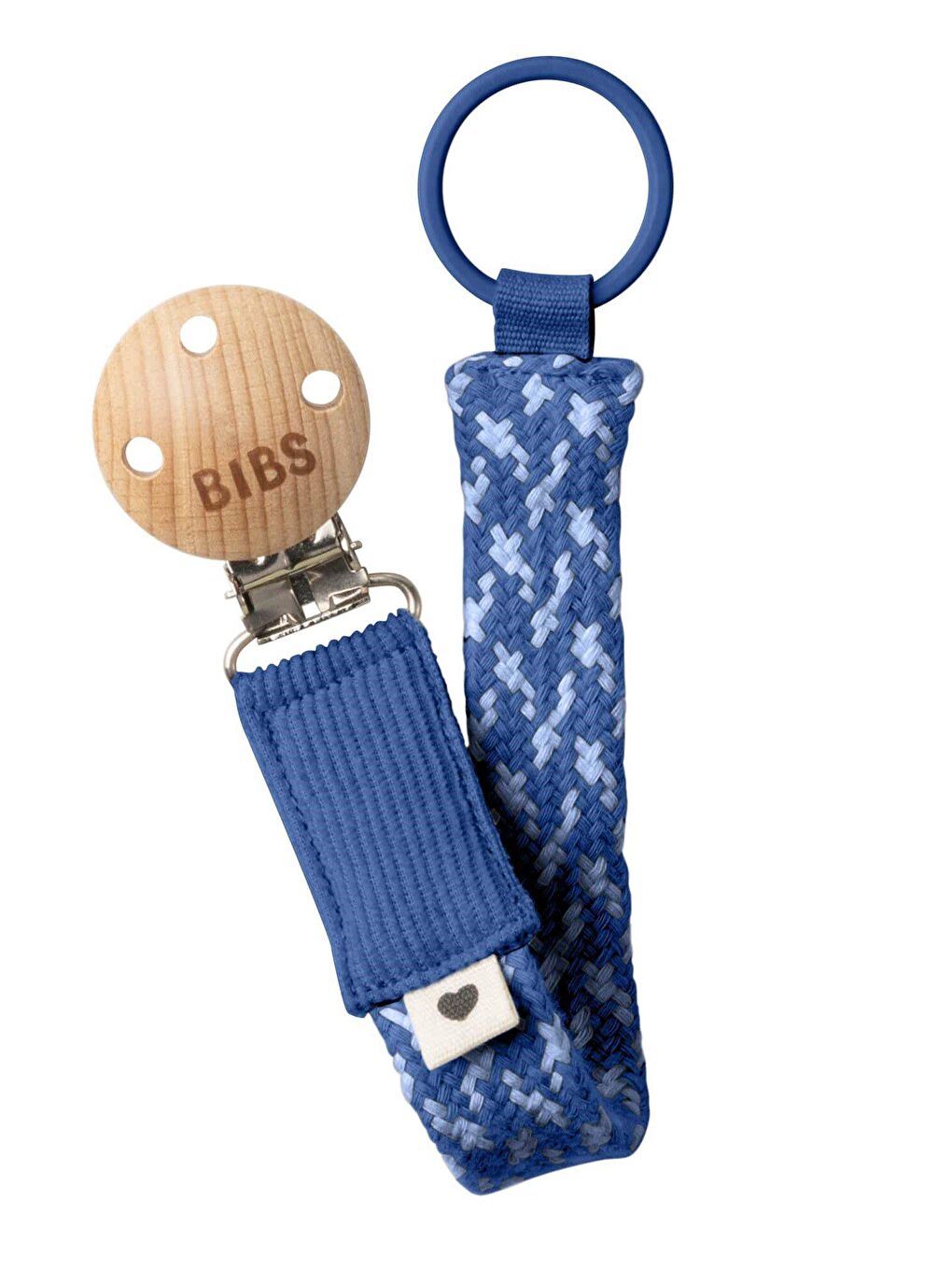 BİBS Mavi Paci Braid Emzik Askısı-Cornflower/Dusty Blue