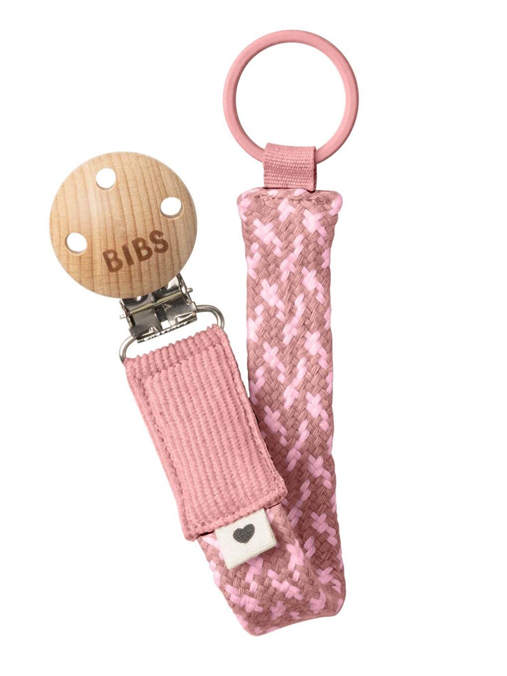 BİBS Paci Braid Emzik Askısı -Dusty Pink/Baby Pink