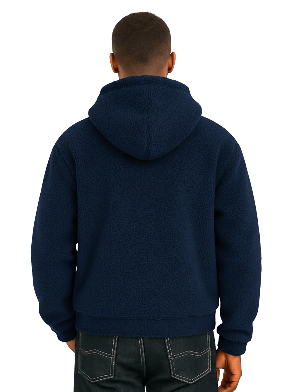 Lacivert Genıus Store Erkek Kapüşonlu Polar Sherpa Kuzu Kumaş İçi Şardonlu Kapüşonlu Sweatshırt SHERPA-KAP-1