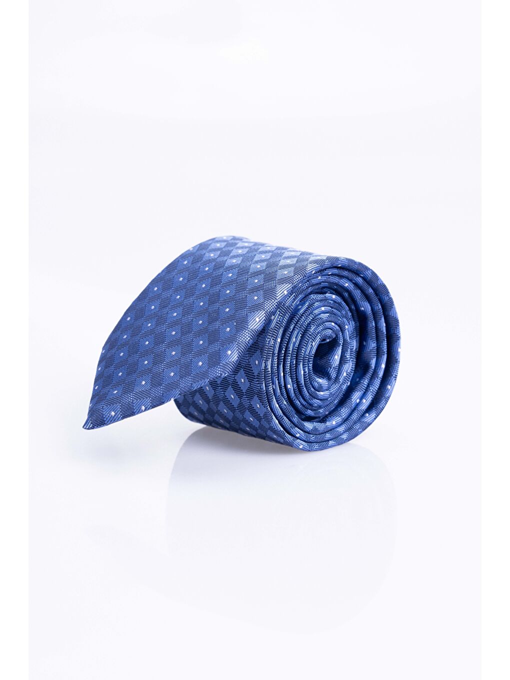 Klasik Cep Mendilli Desenli Lacivert Kravat