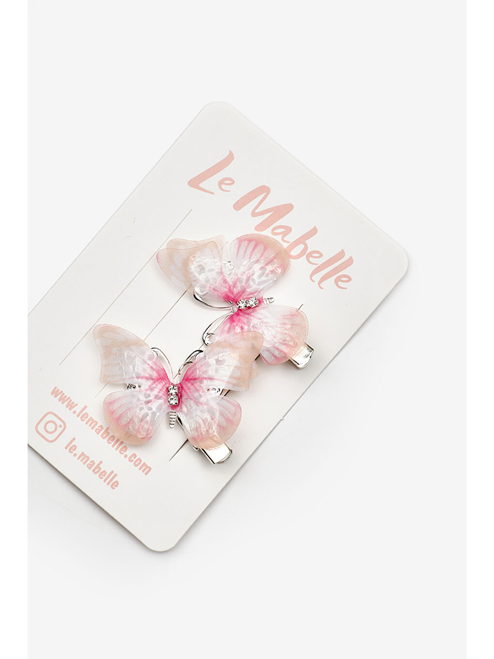 Pembe Pudra Kelebek Figürlü İkili Kız Çocuk Klips Toka Set-1