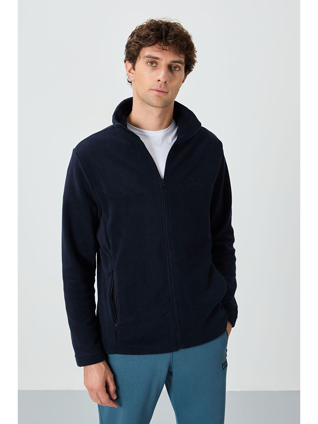 Hardy Lacivert Standart Kalıp Polar Erkek Fermuarlı Sweatshirt - 88299-3