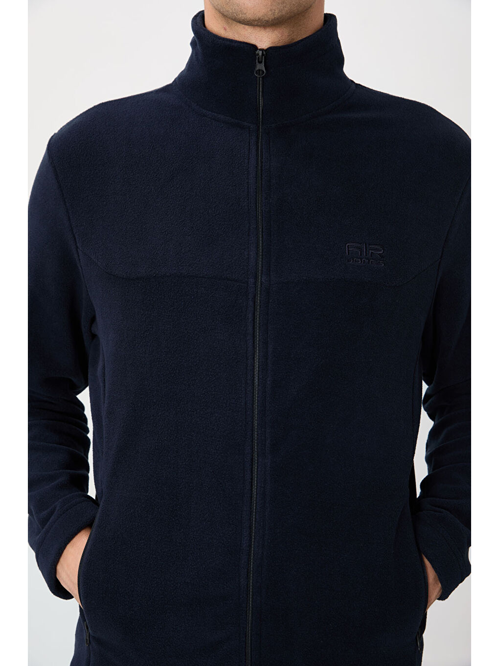 Hardy Lacivert Standart Kalıp Polar Erkek Fermuarlı Sweatshirt - 88299-4