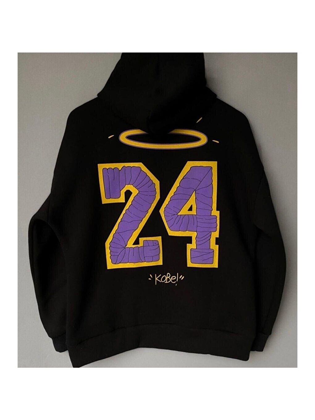 Siyah Oversize 24 Baskılı Kapşonlu Sweatshirt