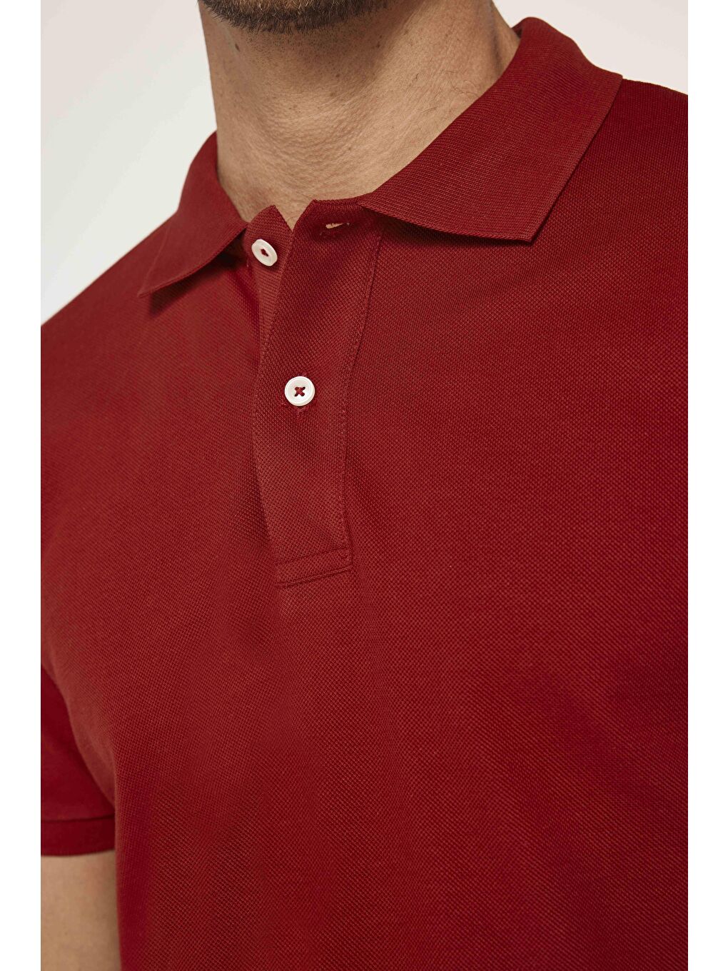 Erkek Slim Fit Dar Kesim %100 Pamuk Düz Pike Bordo Polo Yaka Tişört-3