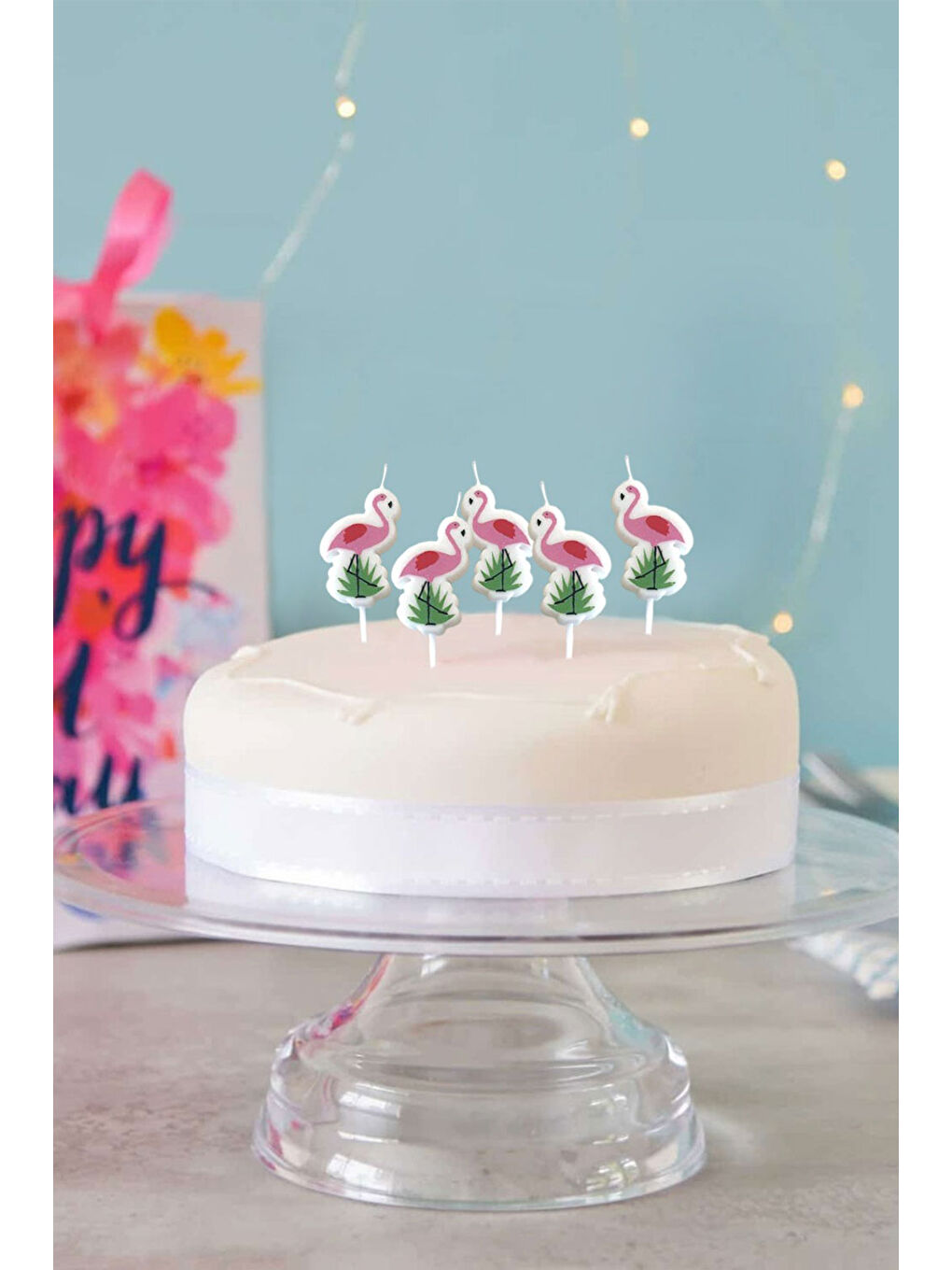 Pembe Flamingo 5'li Mum Set