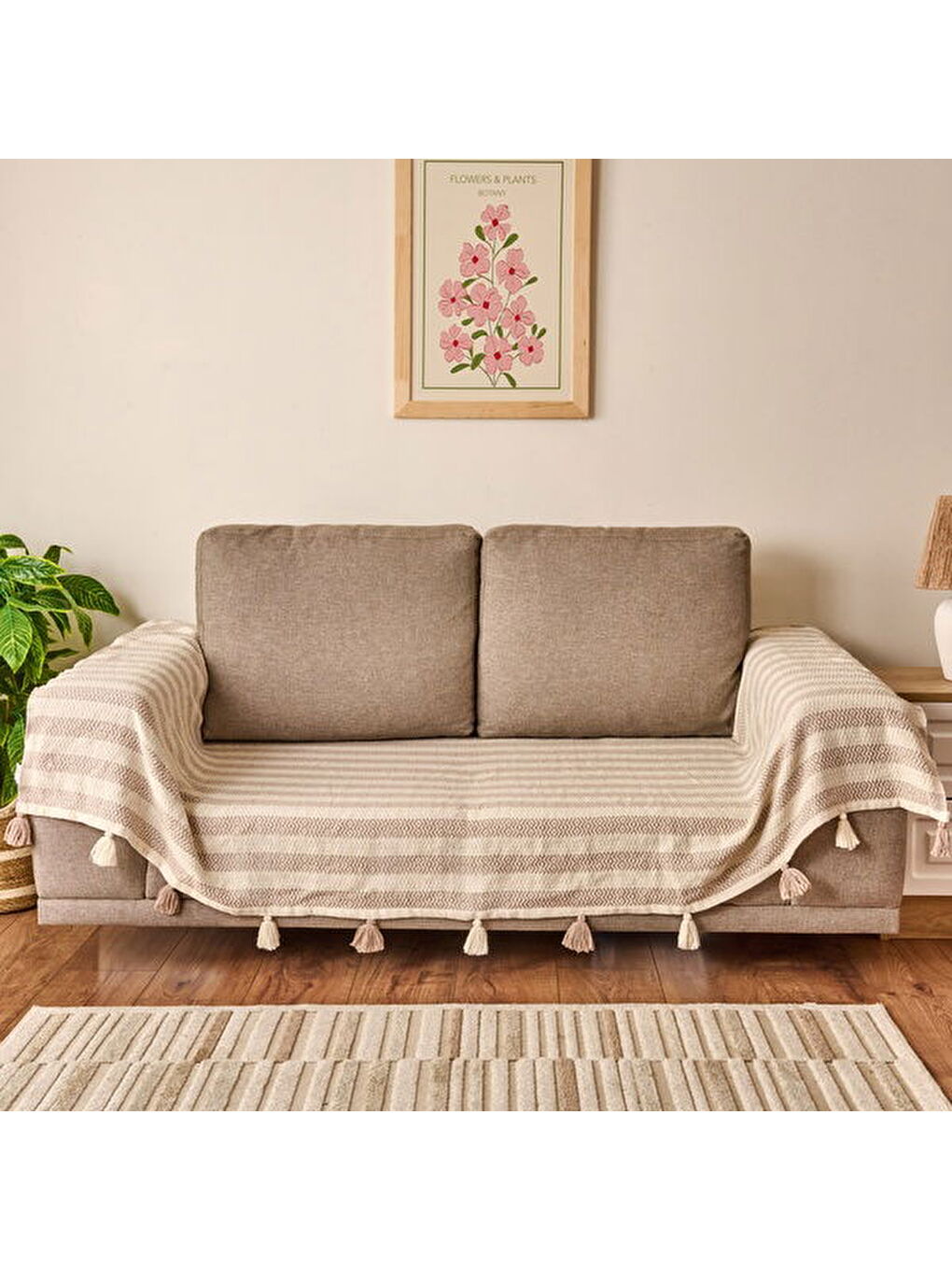 Soft Hill Koltuk Örtüsü - Bej - 115x200 cm-1