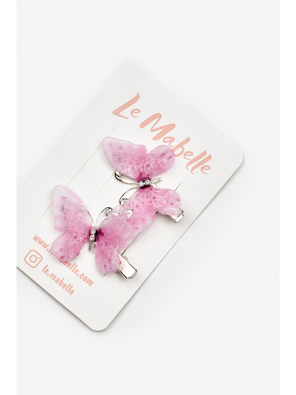 Pembe Kelebek Figürlü İkili Kız Çocuk Klips Toka Set-1