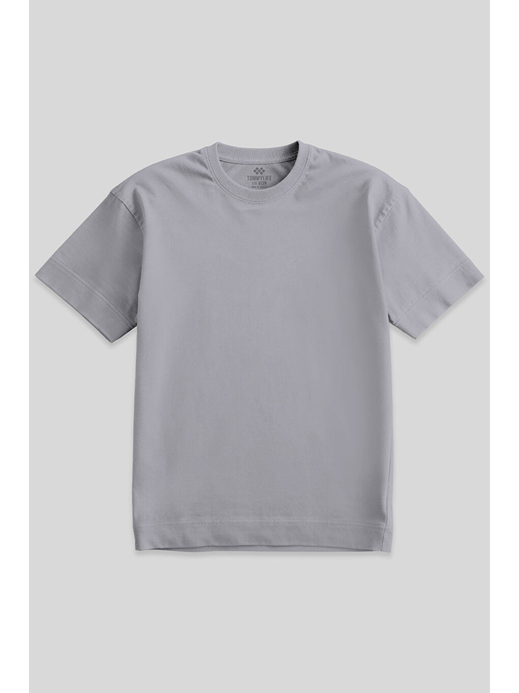 Gri Basic Kısa Kol O Yaka  Erkek Büyük Beden Tişört - 88072