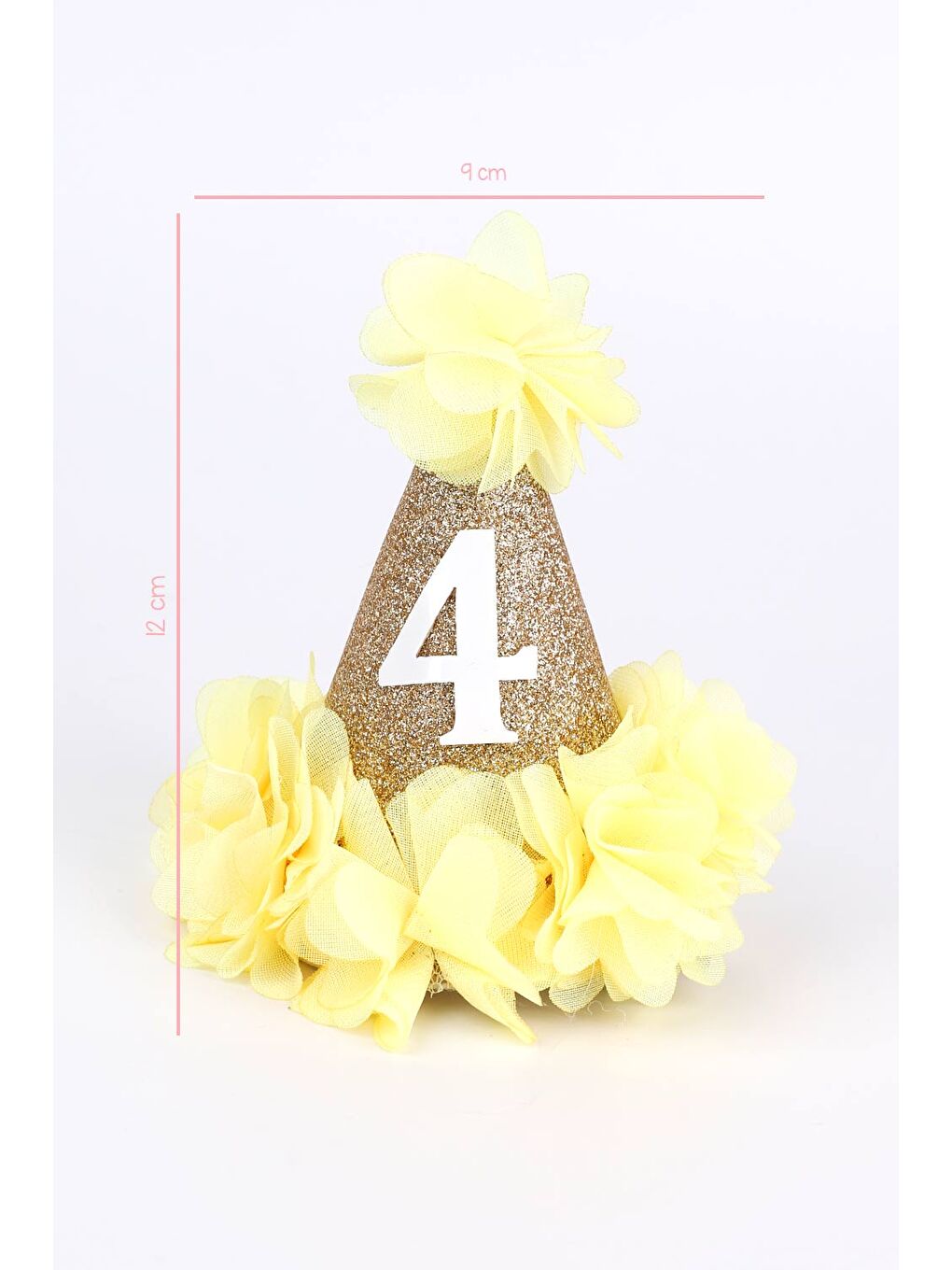 Sarı 4 Yaş Huni Doğum Günü Klips Toka-2