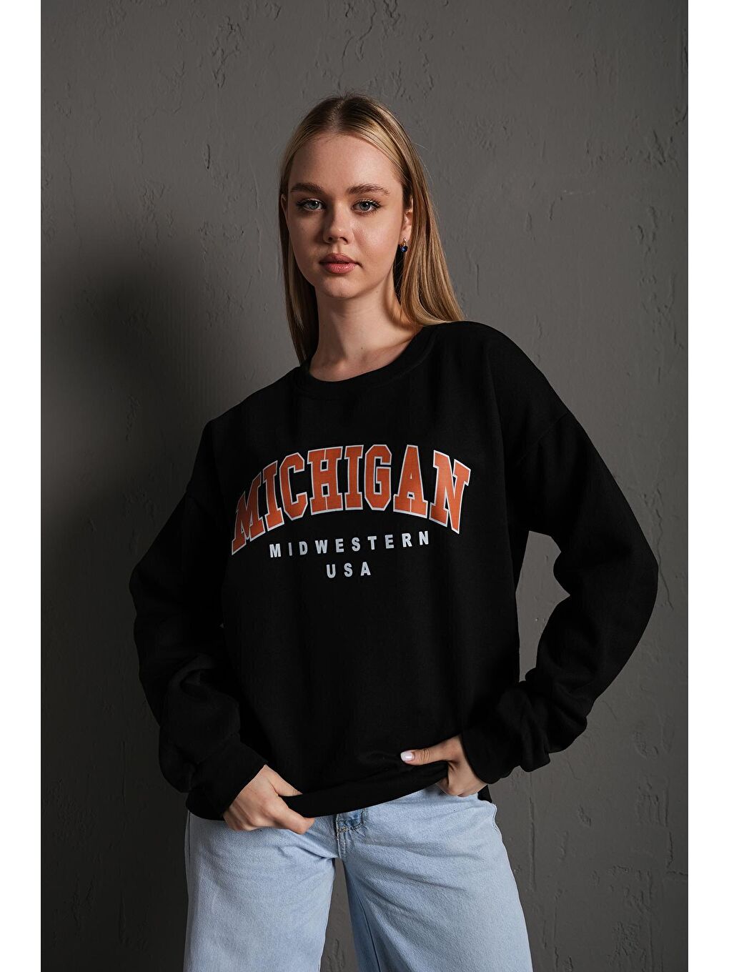 Trendseninle Siyah Mad Girls Baskili SİYAH Sweatshirt - 1