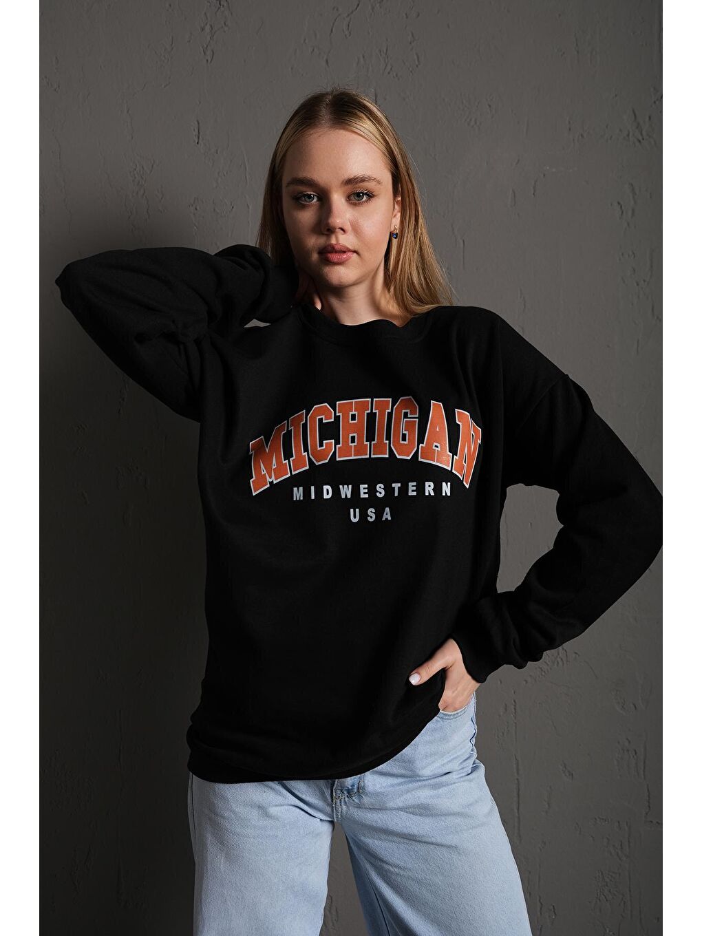 Trendseninle Siyah Mad Girls Baskili SİYAH Sweatshirt - 2