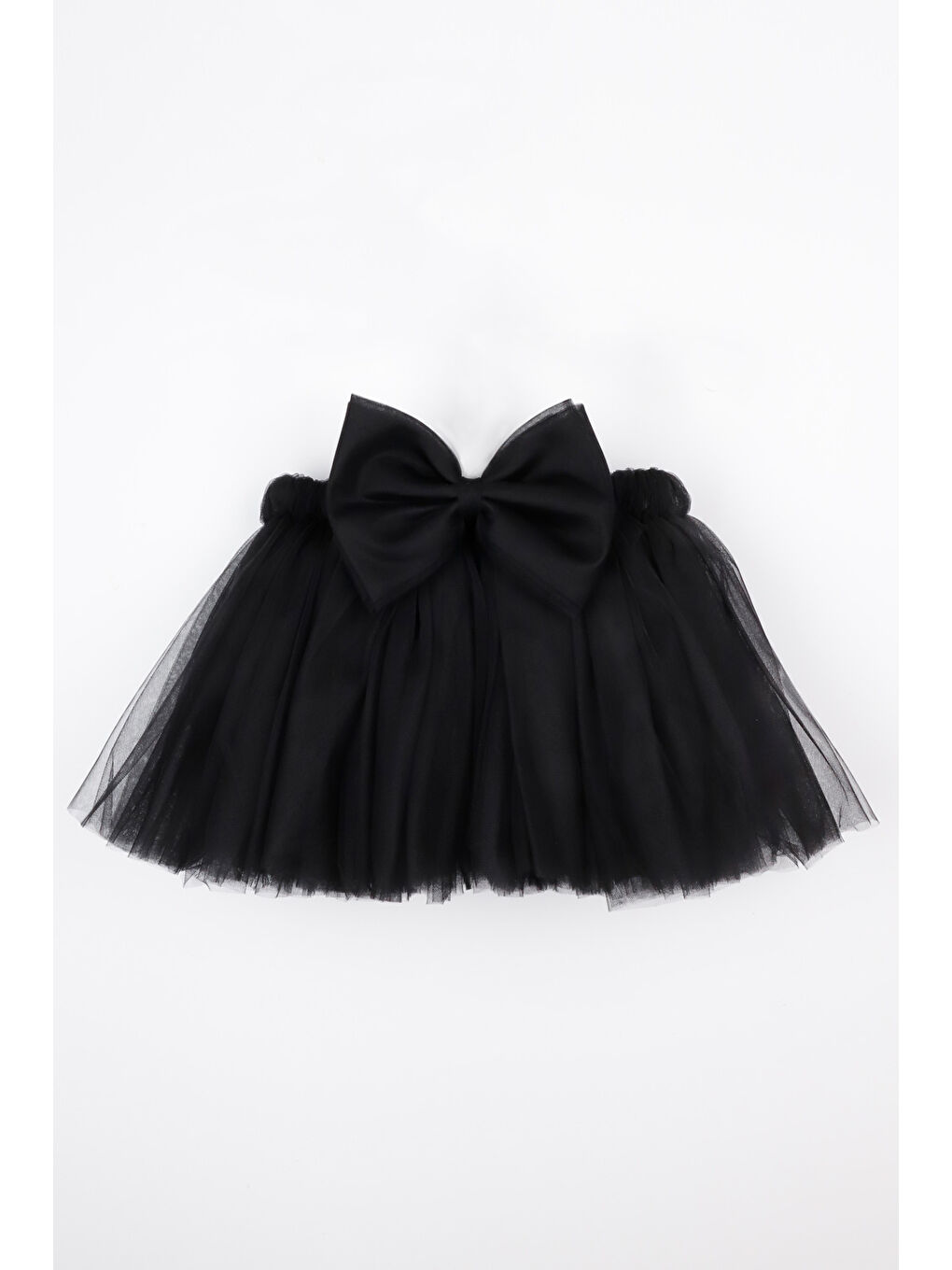 Siyah  Büyük Fiyonk Aplikeli Kız Çocuk Tül Etek- Pandora-3