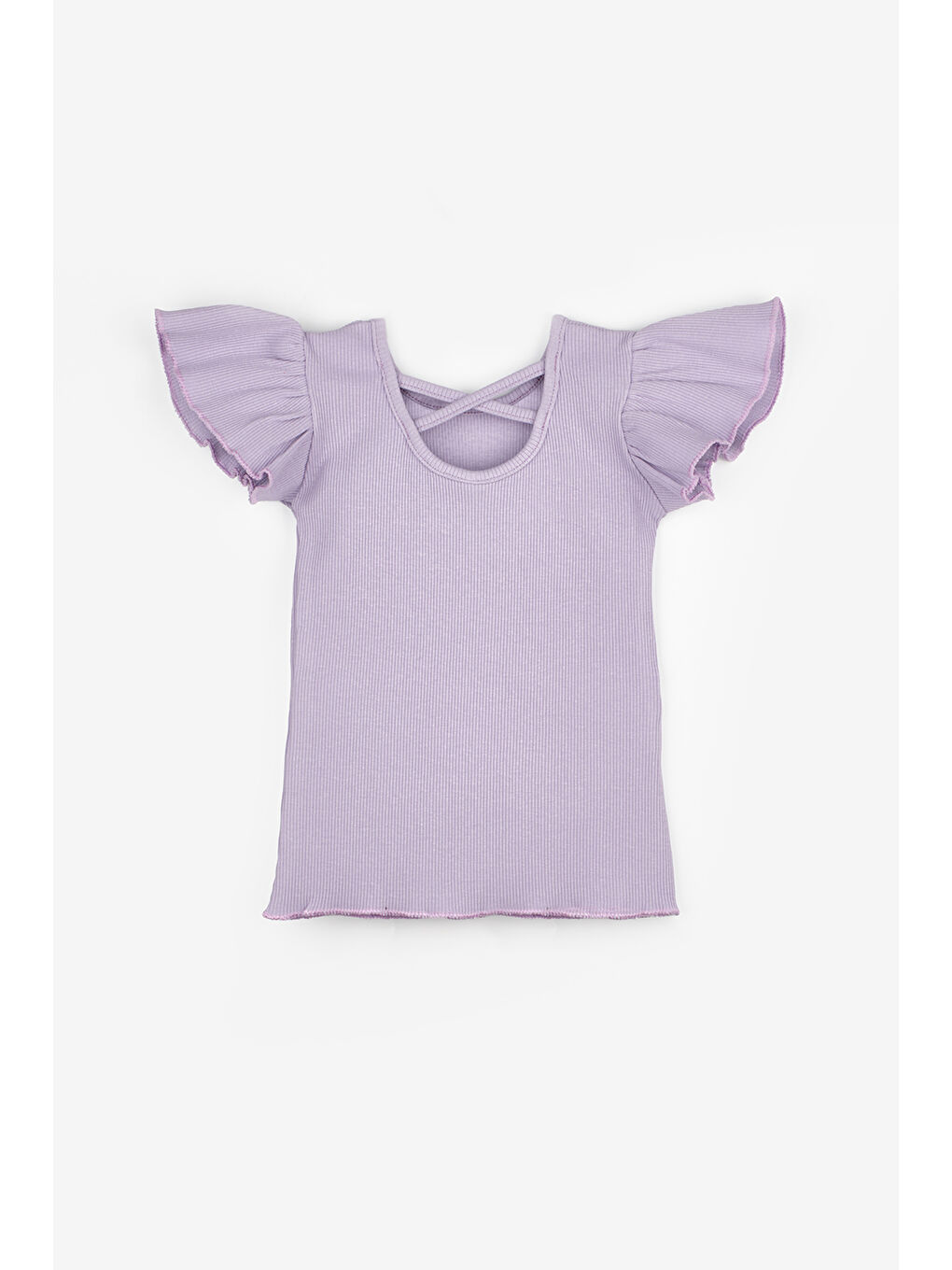 Lila Arkası Çapraz Biyeli Kız Çocuk Tişört - Julie-1