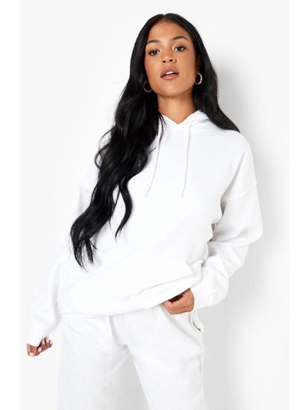 Beyaz Kadın BEYAZ Sırt LLLOVE Baskılı Oversize Sweatshirt Hoddie-2