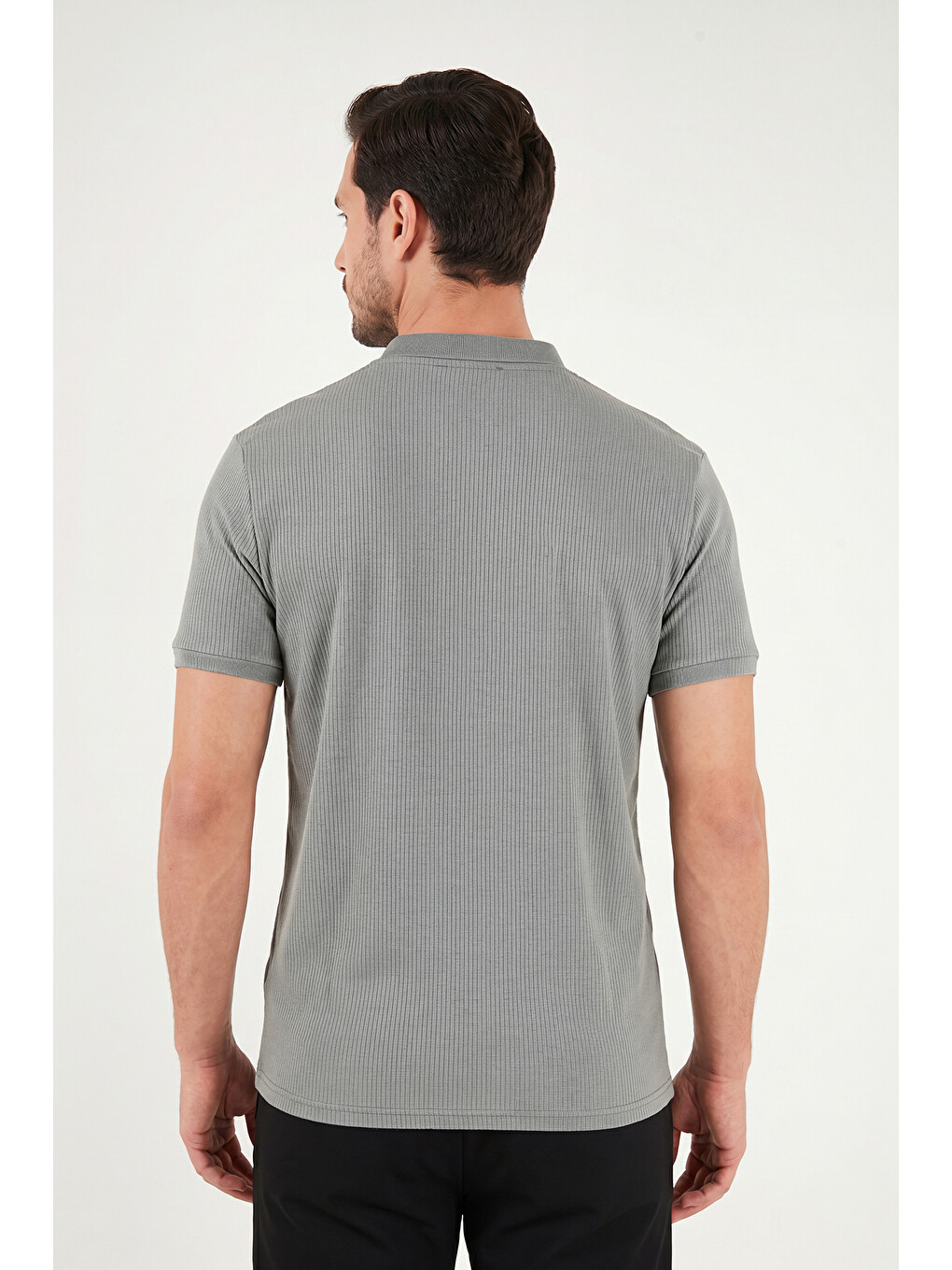 Haki Pamuklu Regular Fit Fermuarlı Polo Yaka %100 Pamuk Tişört 5902738-6