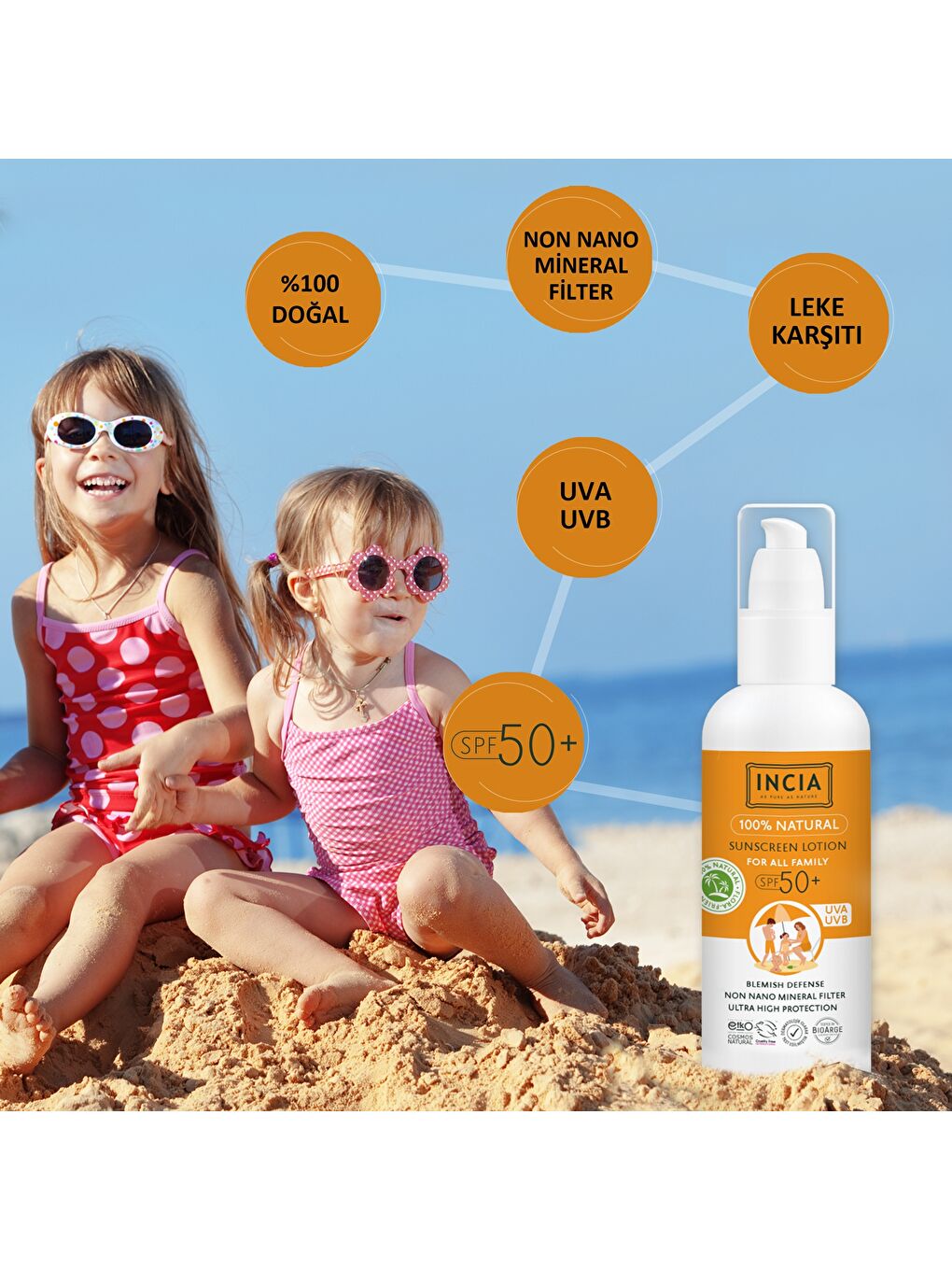 %100 Doğal ve Organik Tamanu Yağlı Güneş Losyonu Mineral Filtreli Tüm Aile İçin SPF 50+ 100 ml-3
