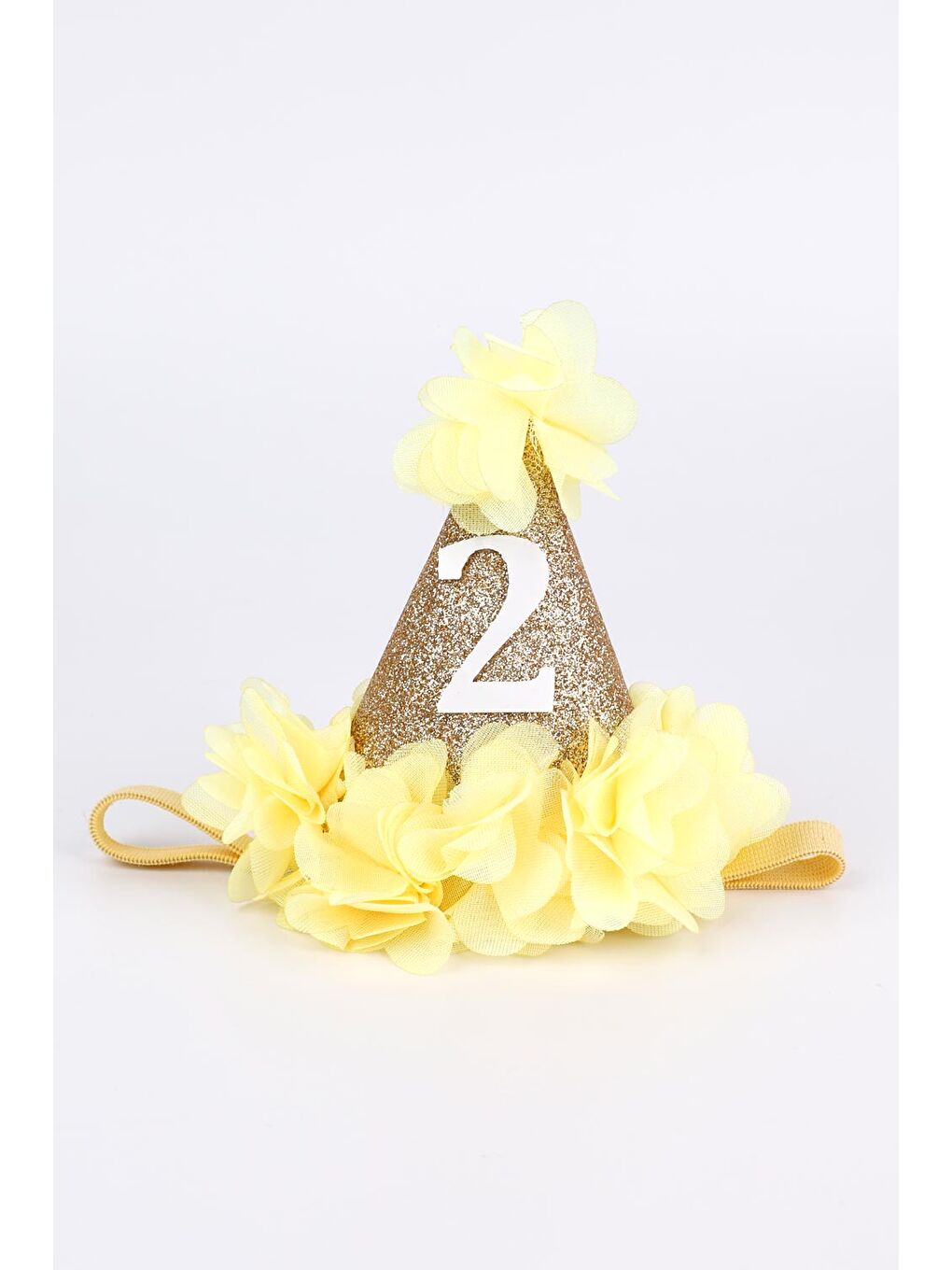 Sarı 2 Yaş Huni Doğum Günü Tacı