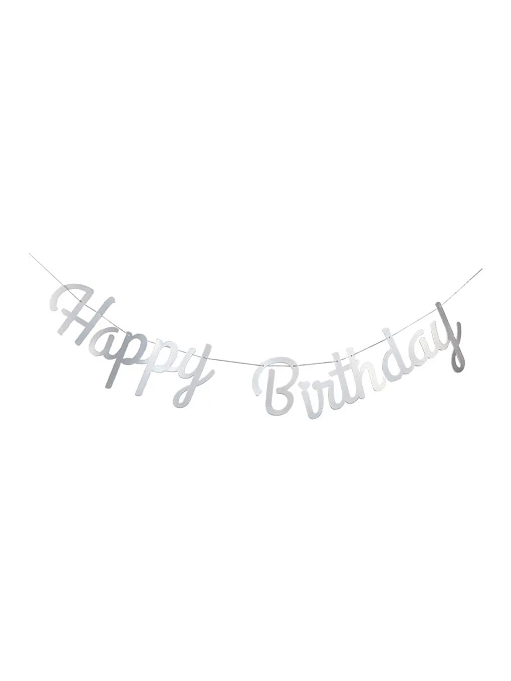 Gri Gümüş Happy Birthday Banner-1
