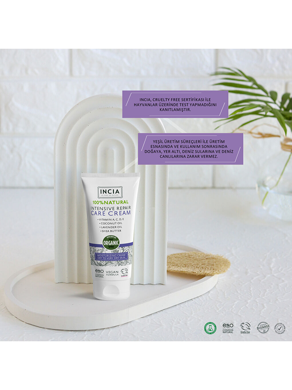 %100 Doğal Onarıcı Bakım Kremi Yoğun Nemlendirici Cilt Bakım Lavanta Avokado Shea Vegan 50 ml-6