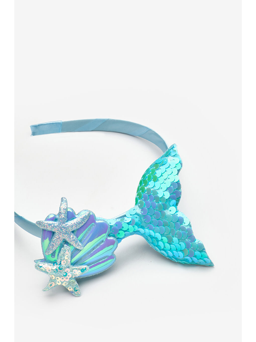 Mavi Payetli Deniz Kızı Figürlü Kız Çocuk Taç-1