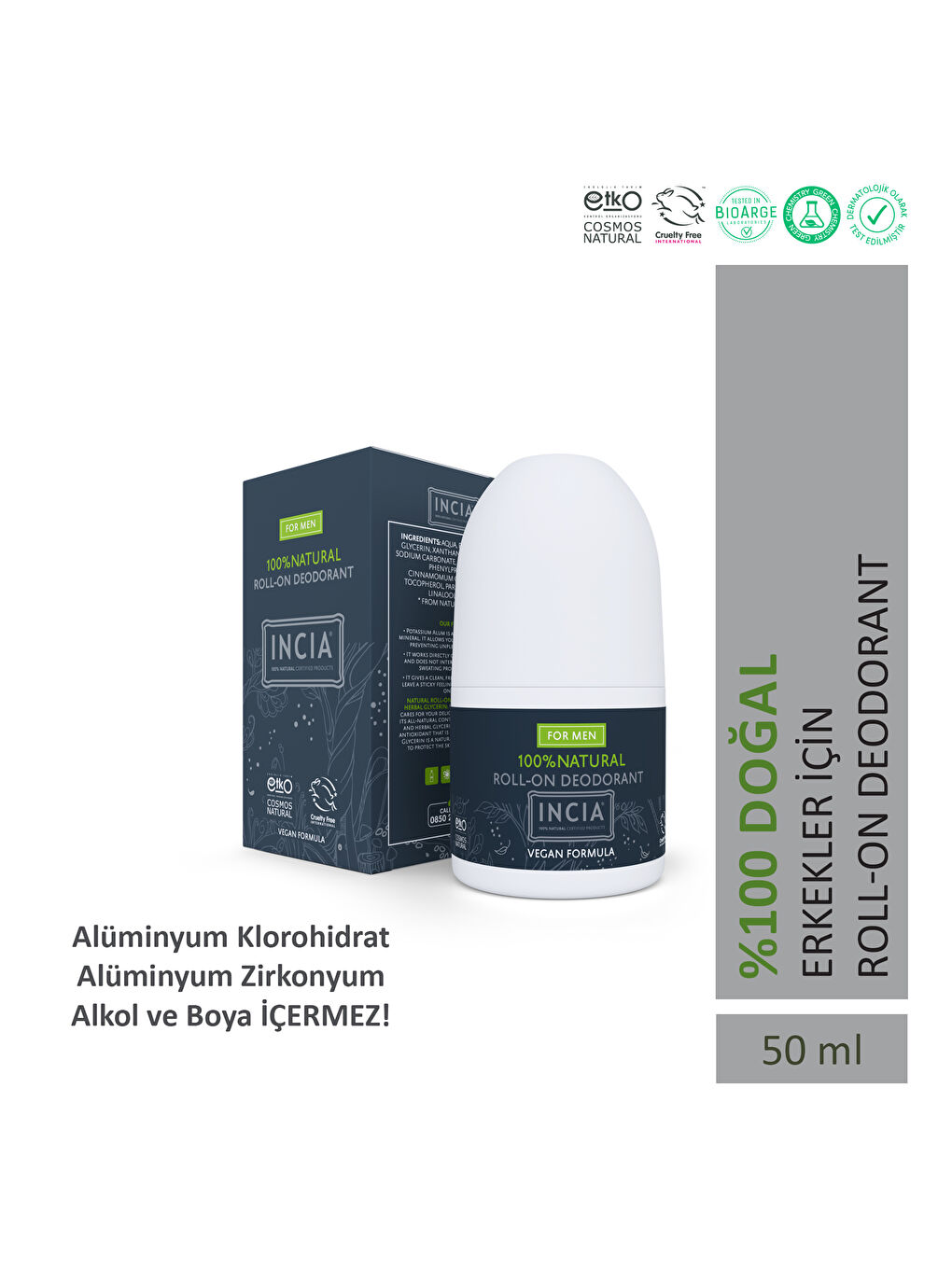 %100 Doğal Roll On Deodorant Erkekler İçin Ter Kokusu Önleyici Lekesiz 50 ml-1