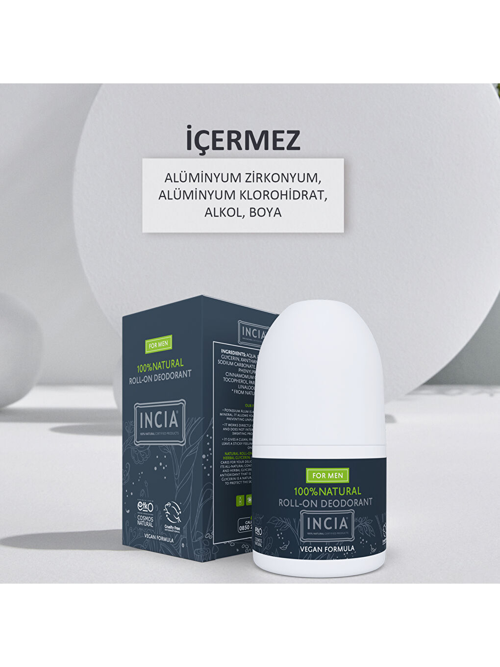 %100 Doğal Roll On Deodorant Erkekler İçin Ter Kokusu Önleyici Lekesiz 50 ml-3