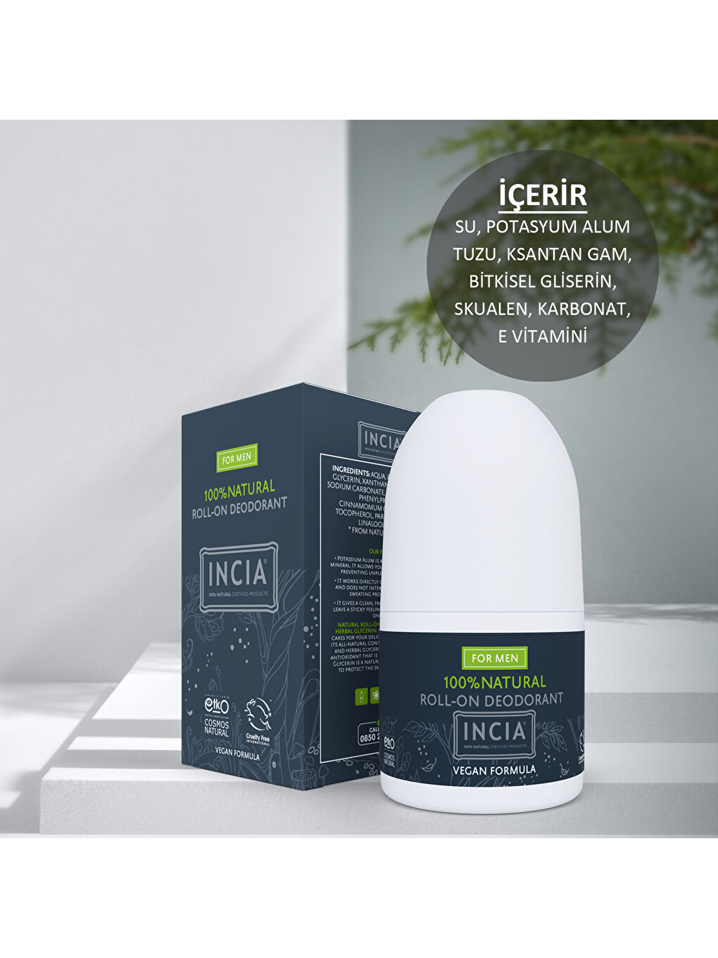 %100 Doğal Roll On Deodorant Erkekler İçin Ter Kokusu Önleyici Lekesiz 50 ml-4