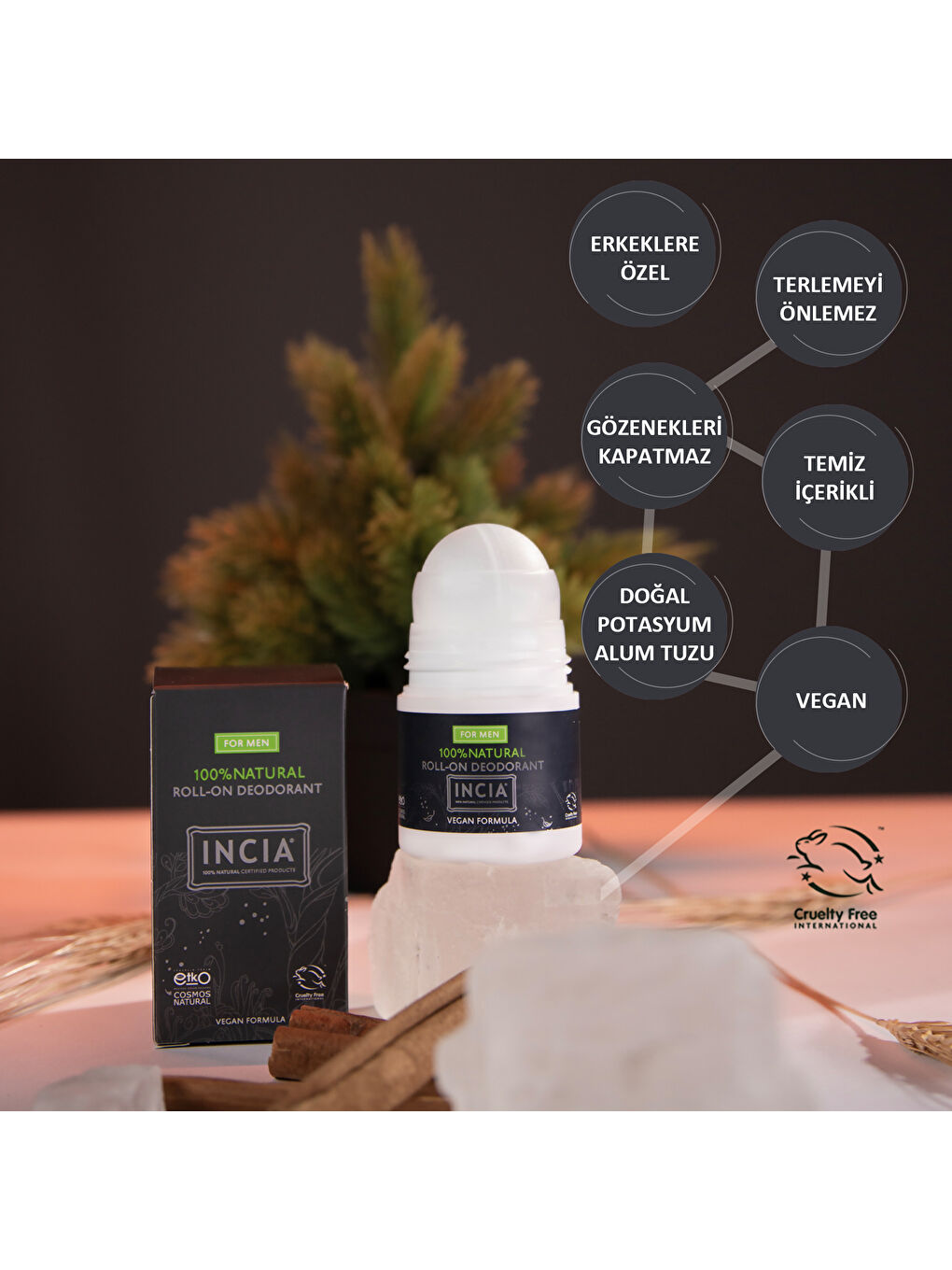 %100 Doğal Roll On Deodorant Erkekler İçin Ter Kokusu Önleyici Lekesiz 50 ml-5