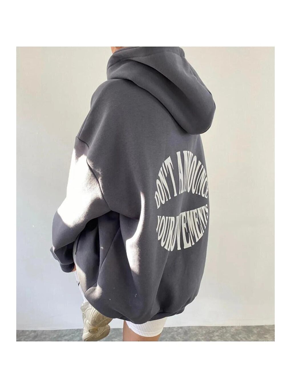 Trendseninle Gri Dont Hoodie Sweatshirt Antrasit