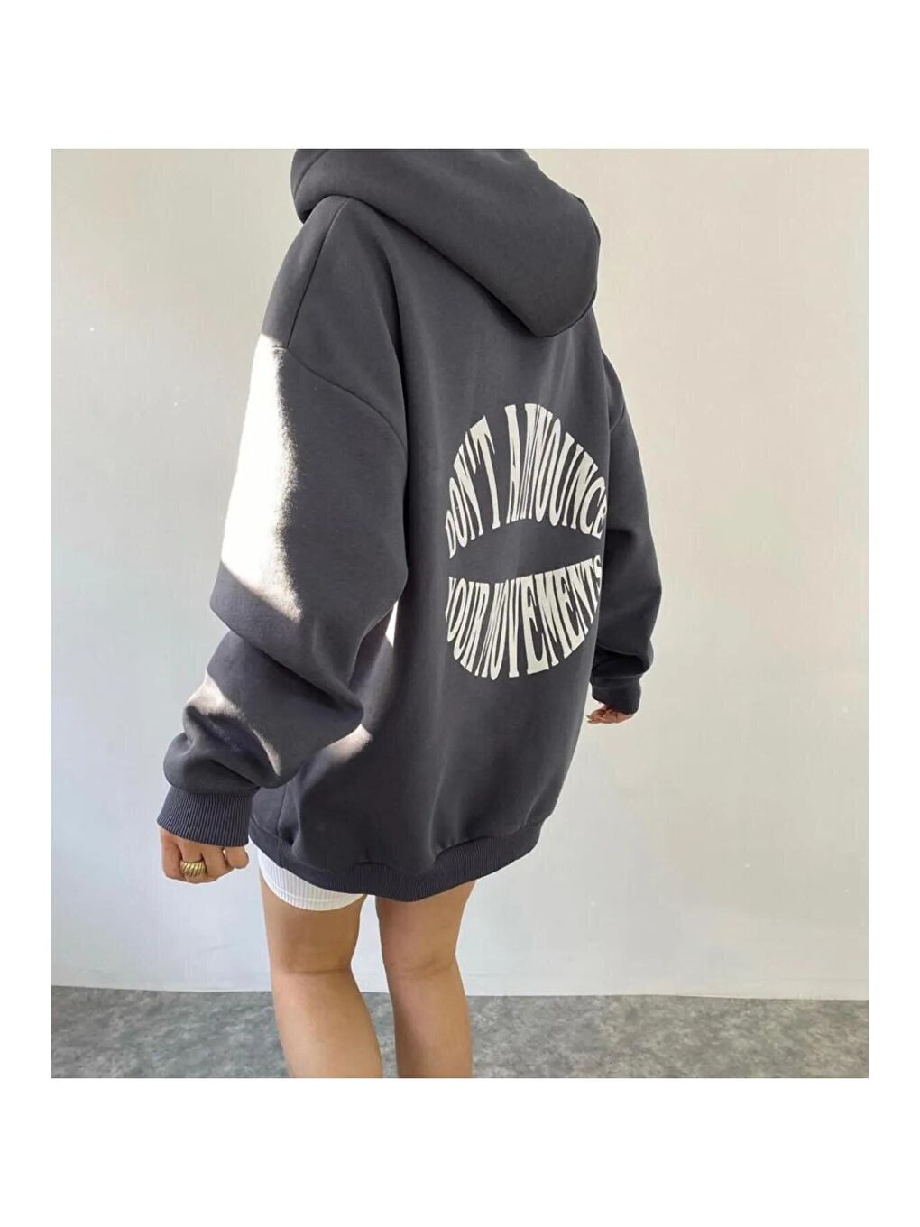 Trendseninle Gri Dont Hoodie Sweatshirt Antrasit - 2