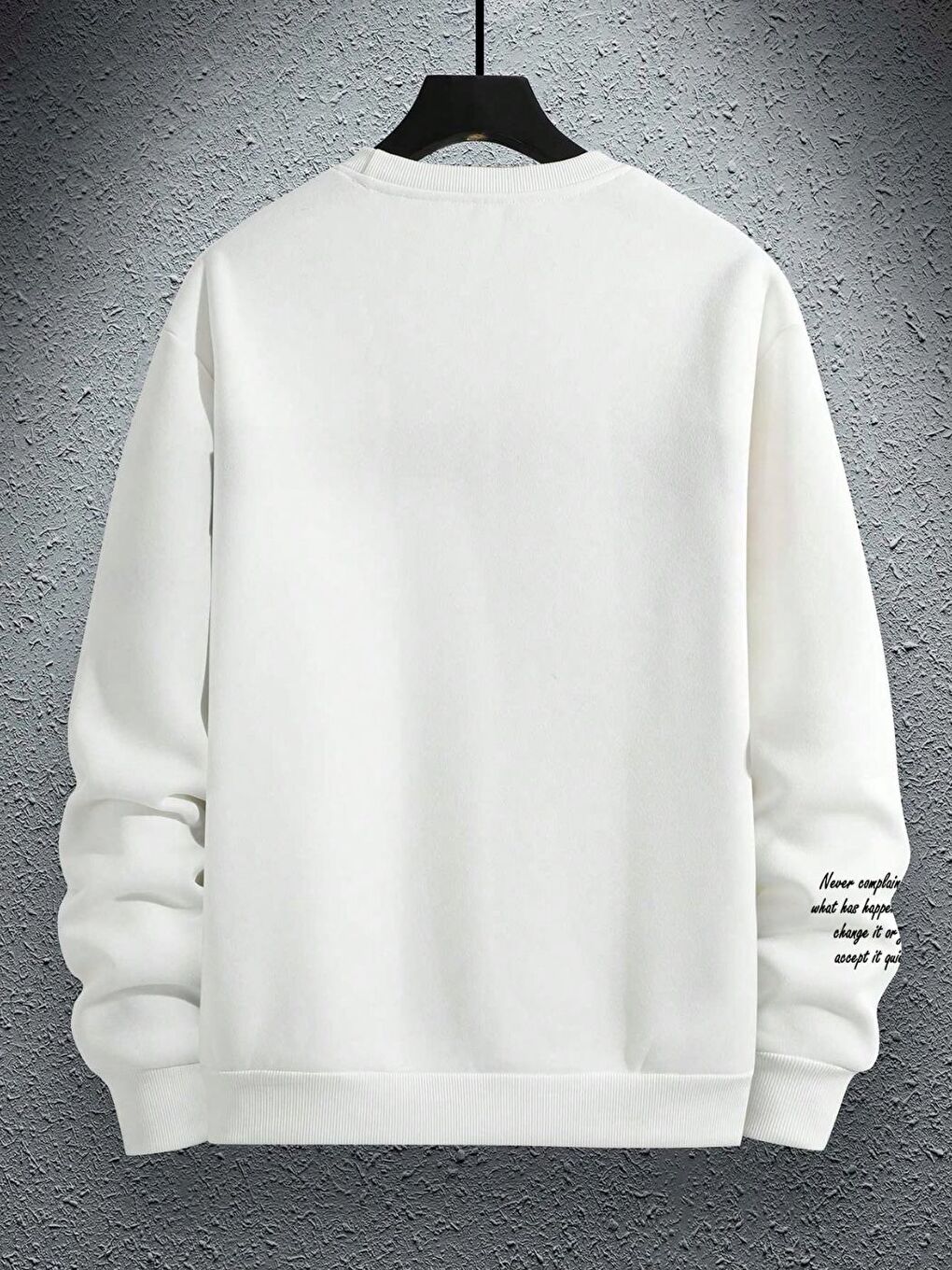 Erkek Beyaz Kolu Baskılı Baskılı Oversize Uzun Kollu Sweatshirt-2