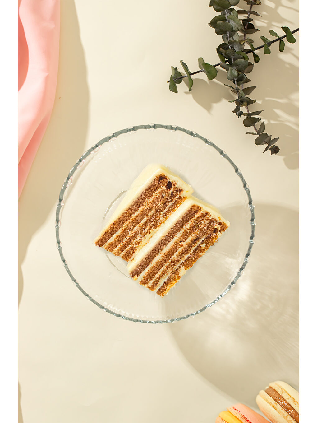 Porsima Renksiz RGY027 Lines Ayaklı Cam Kek Fanusu  Pasta   Kek   Tatlı Sunum Standı 19 Cm - 1