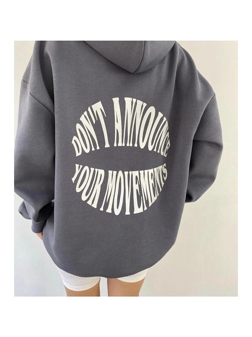 Trendseninle Gri Dont Hoodie Sweatshirt Antrasit - 3