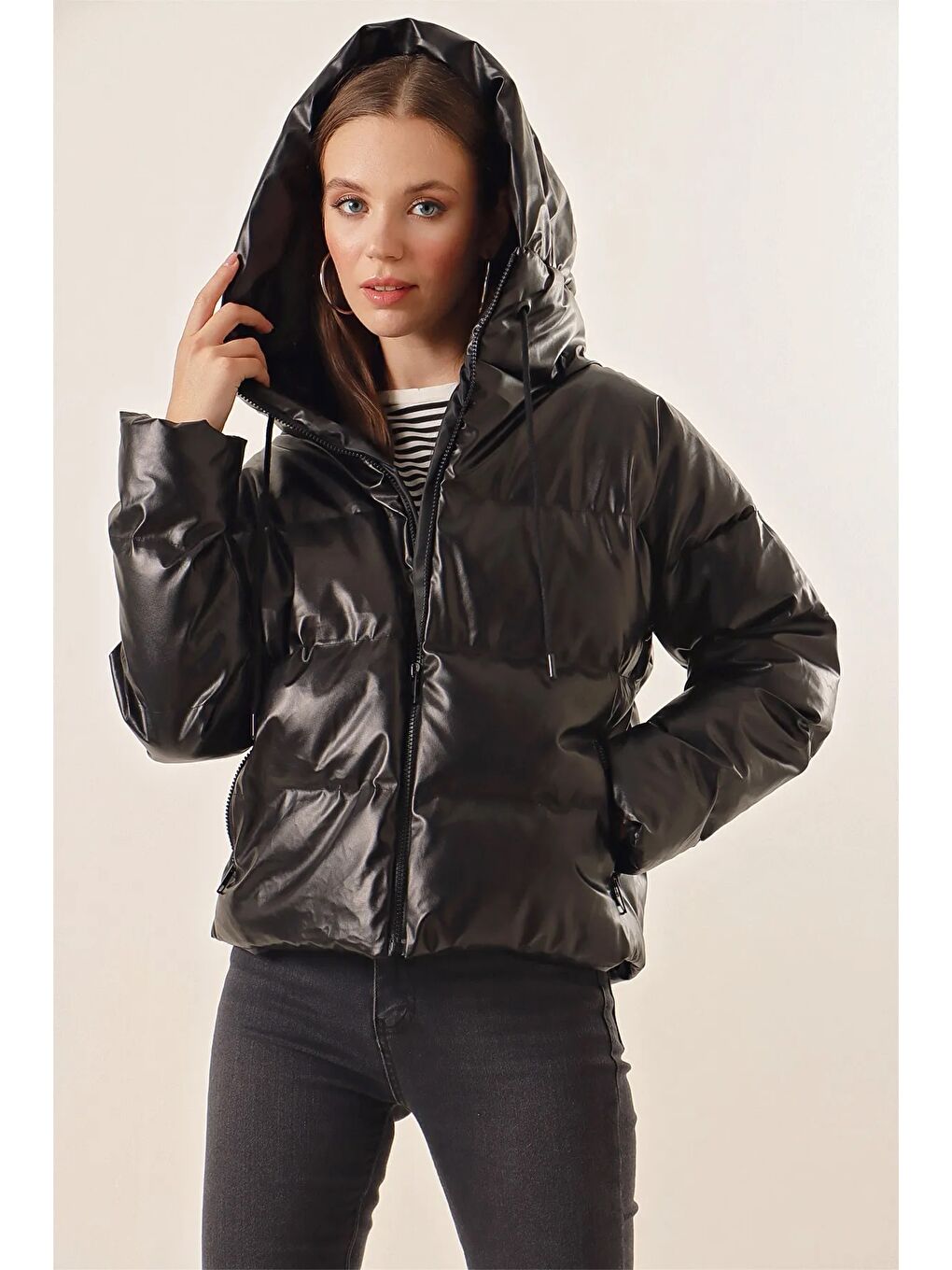 Bigdart 5114 Oversize Deri Mont - Siyah