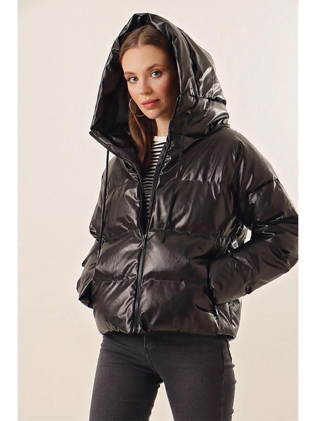 Bigdart 5114 Oversize Deri Mont - Siyah - 1
