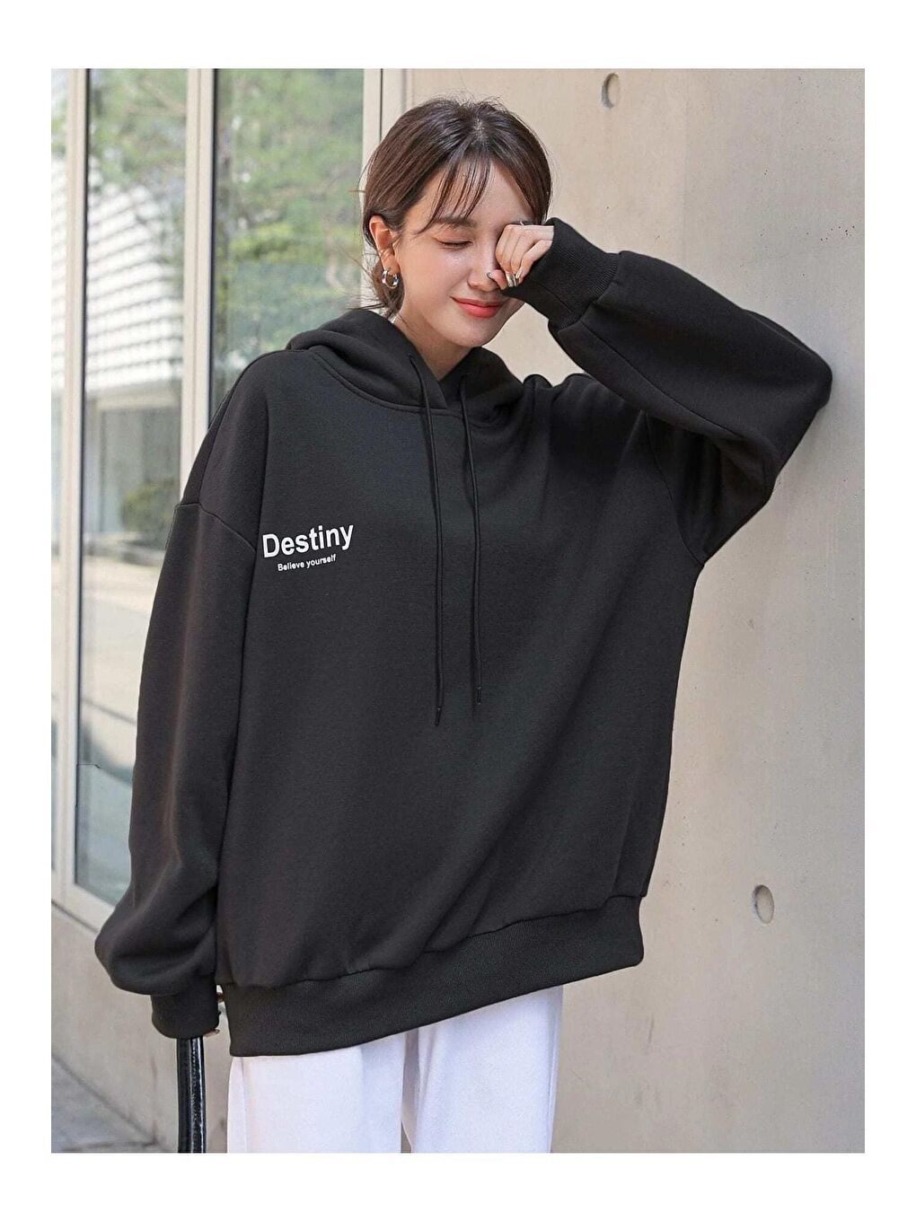 Trendseninle Siyah Destiny Tasarım Baskılı Sweatshirt - 2