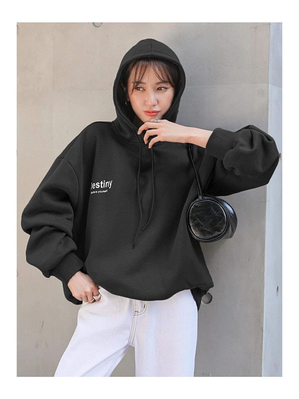 Trendseninle Siyah Destiny Tasarım Baskılı Sweatshirt - 3