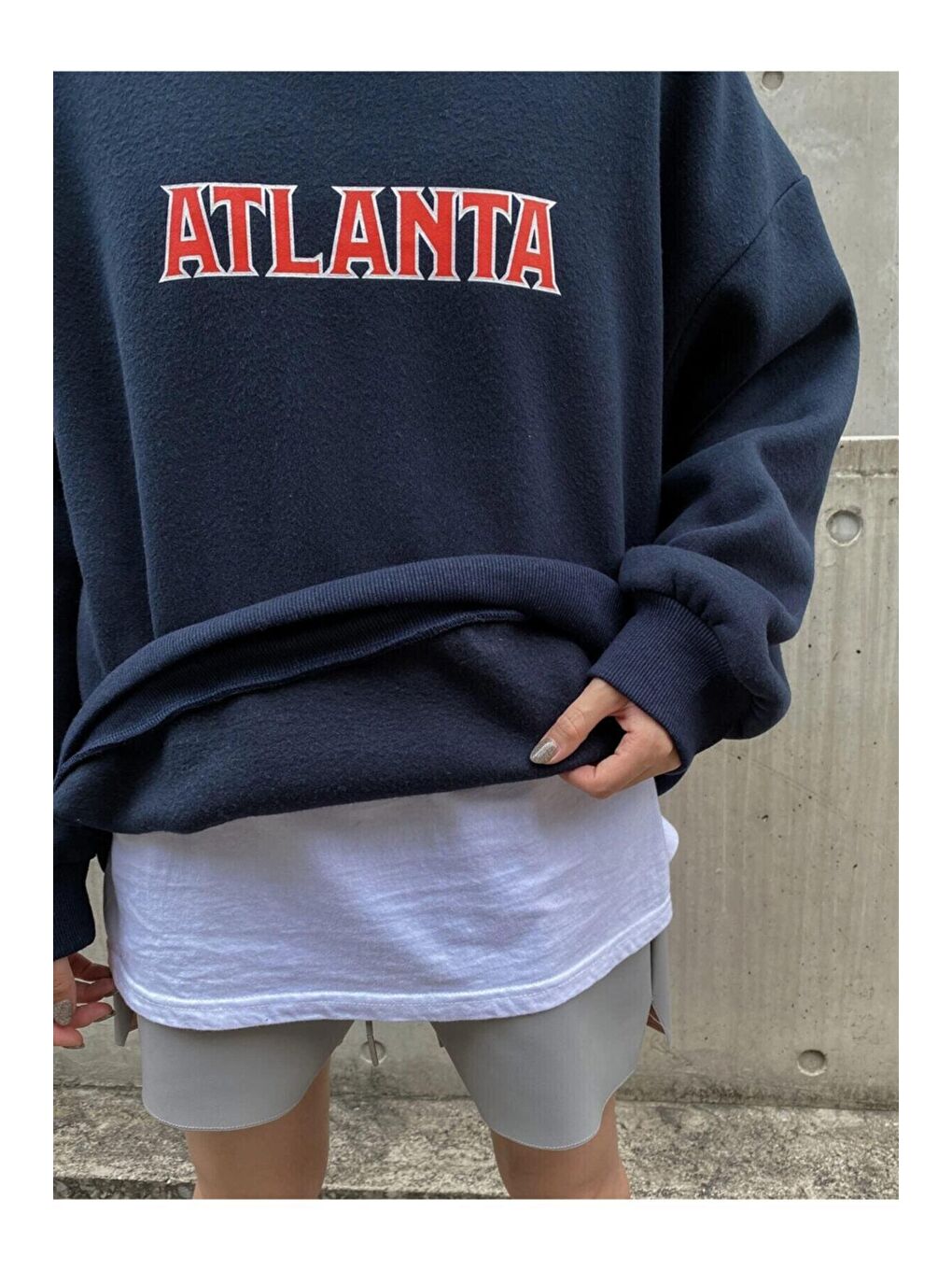 Trendseninle Lacivert Kadın Oversize Lacivert Atlanta Baskılı  Sweatshirt - 4