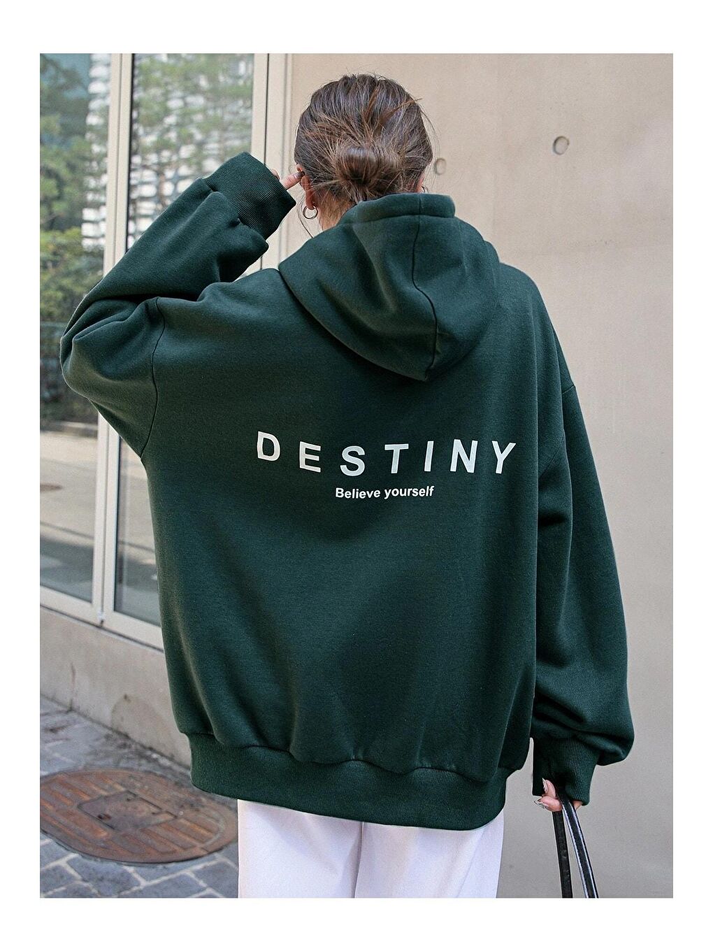 Trendseninle Yeşil Destiny Tasarım Baskılı Yeşil Sweatshirt