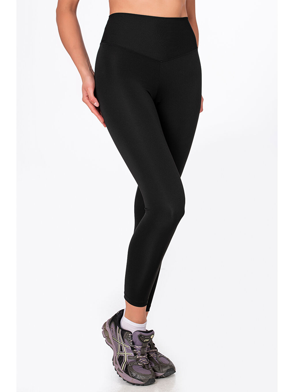 Siyah Kadın Yüksek Bel Toparlayıcı Spor Tayt-2