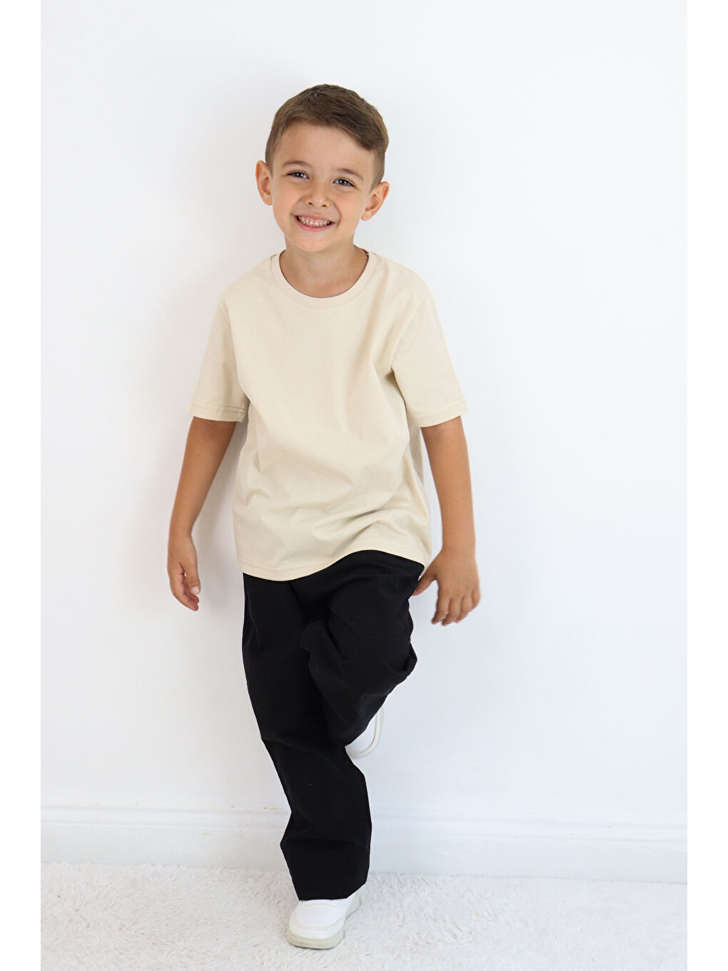 Ekru Unisex Basic Baskısız Tişört