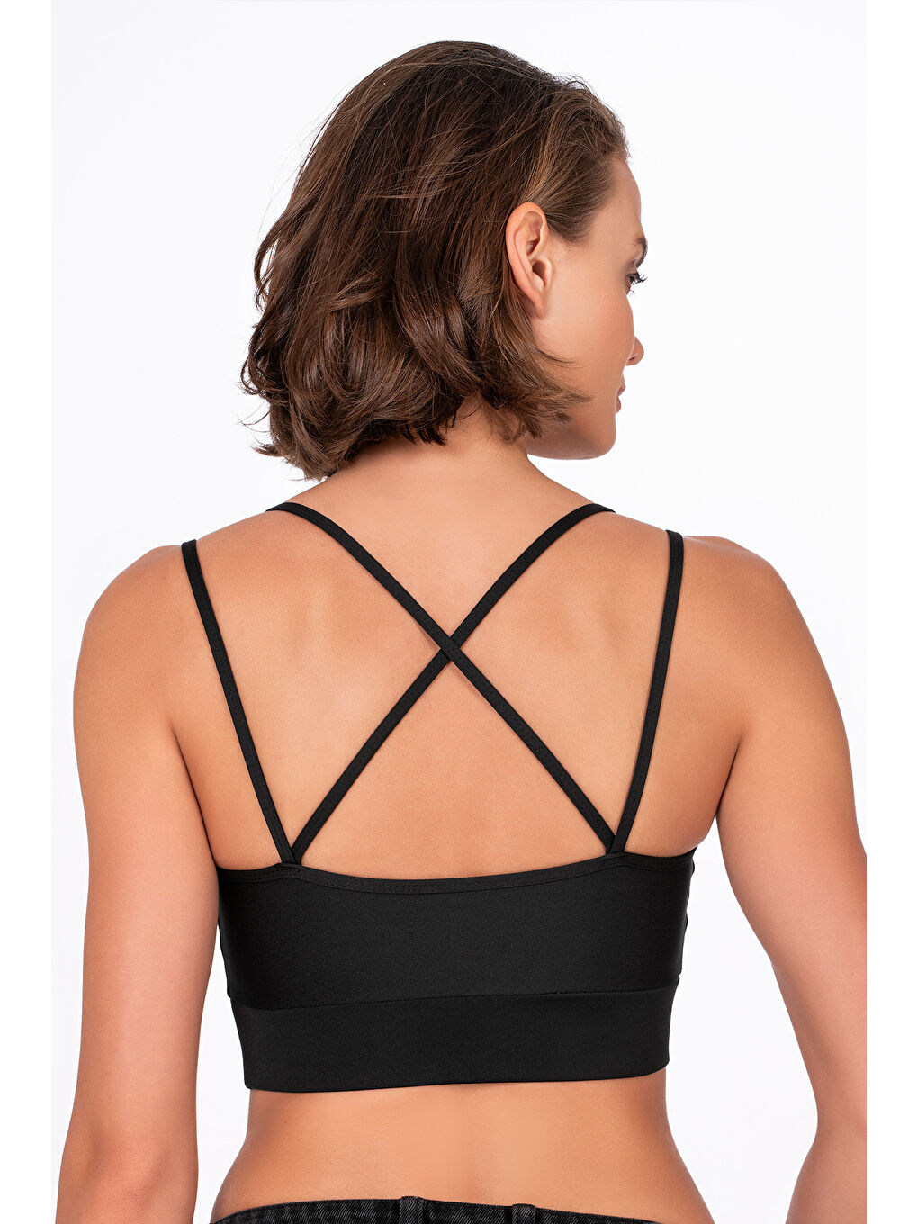 Sırt Deyatlı Kaplı Spor Sütyeni Siyah-1