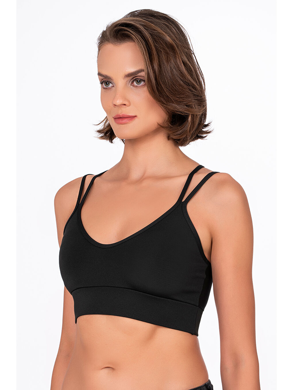 Sırt Deyatlı Kaplı Spor Sütyeni Siyah-2