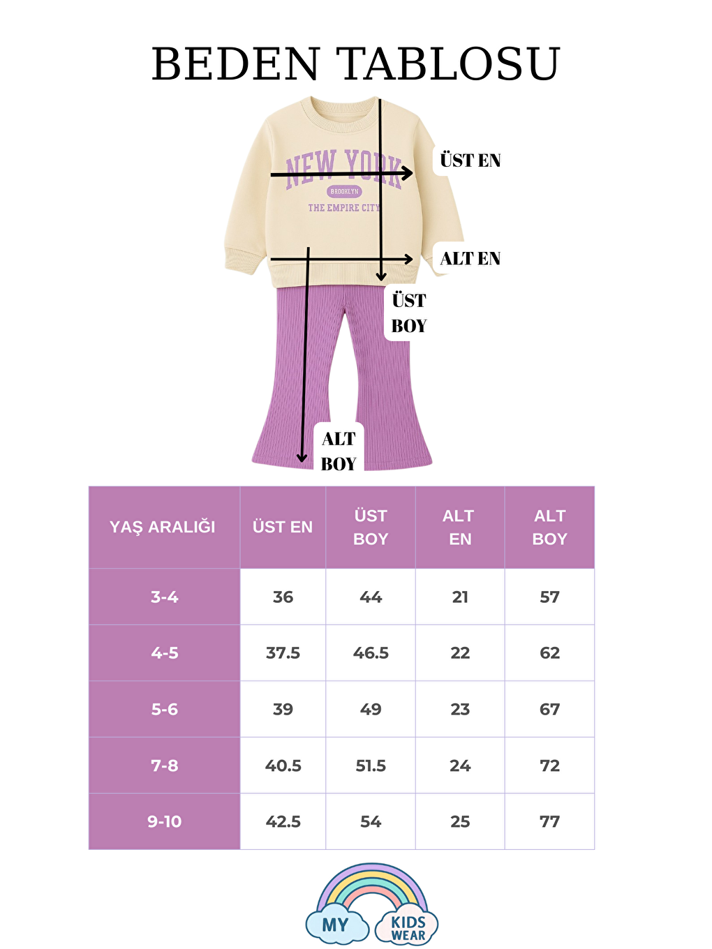 Lila İki Parça Çocuk İspanyol Pantolon ve Baskılı Sweat-2