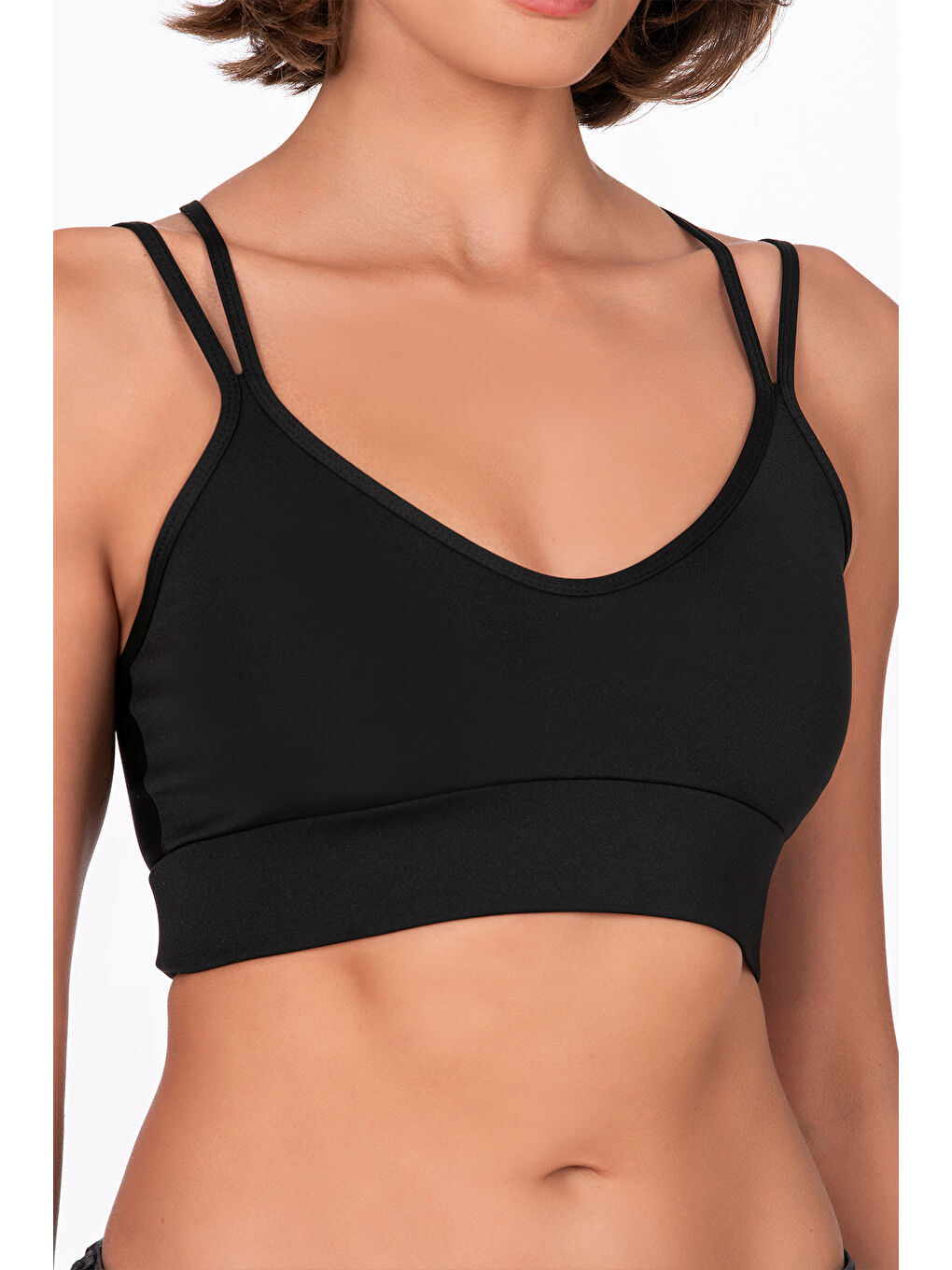 Sırt Deyatlı Kaplı Spor Sütyeni Siyah-3