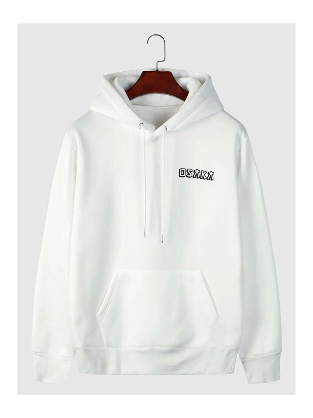 Beyaz Unisex Kapüşonlu BEYAZ Oversize Sweatshirt Baskılı Osaka-1
