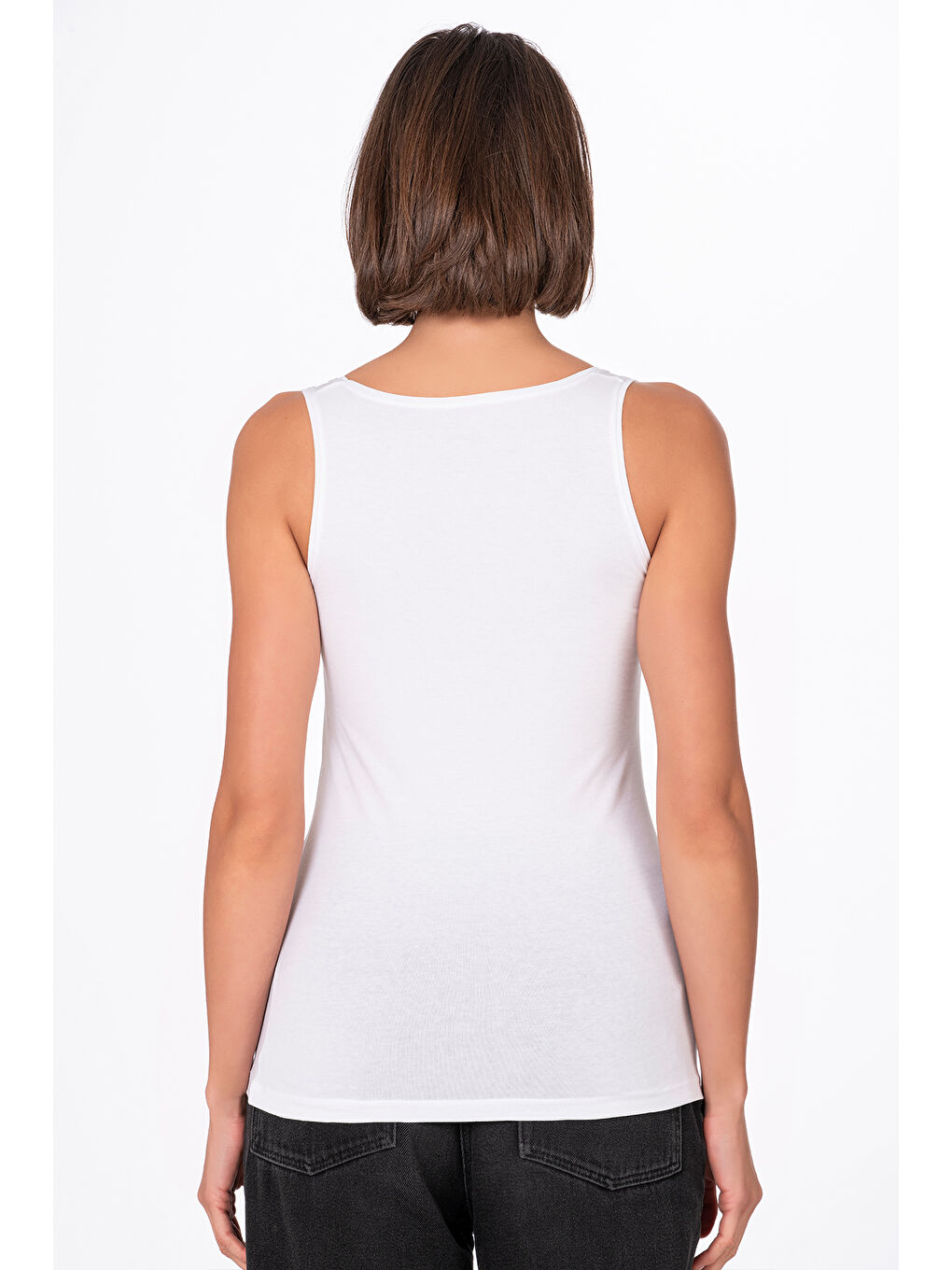 Kadın Pamuklu Elastanlı Süprem Esnek Kalın Askılı Atlet Beyaz | K23320-3