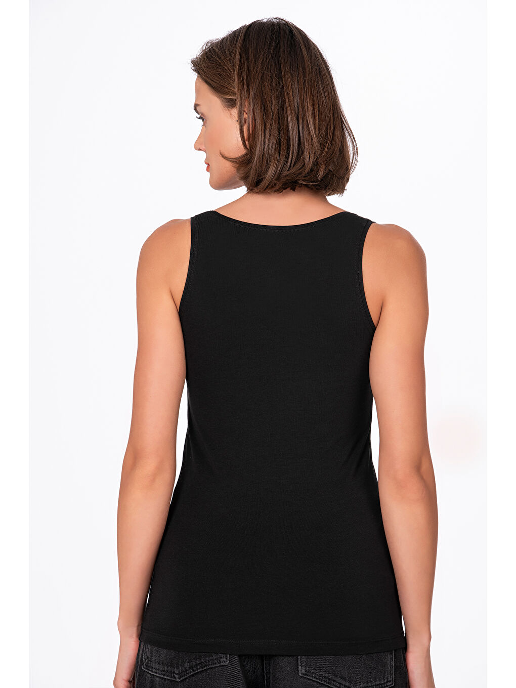 Kadın Pamuklu Elastanlı Süprem Esnek Kalın Askılı Atlet Siyah | K23320-3